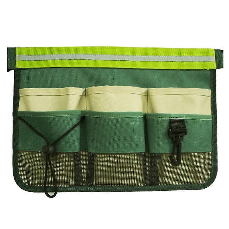 MIMIGO Gardening Tool Belt Waist Bag for Working Heavy Duty Oxford Tool Apron with 8 Pockets of Different Sizes and Depth Black/Green