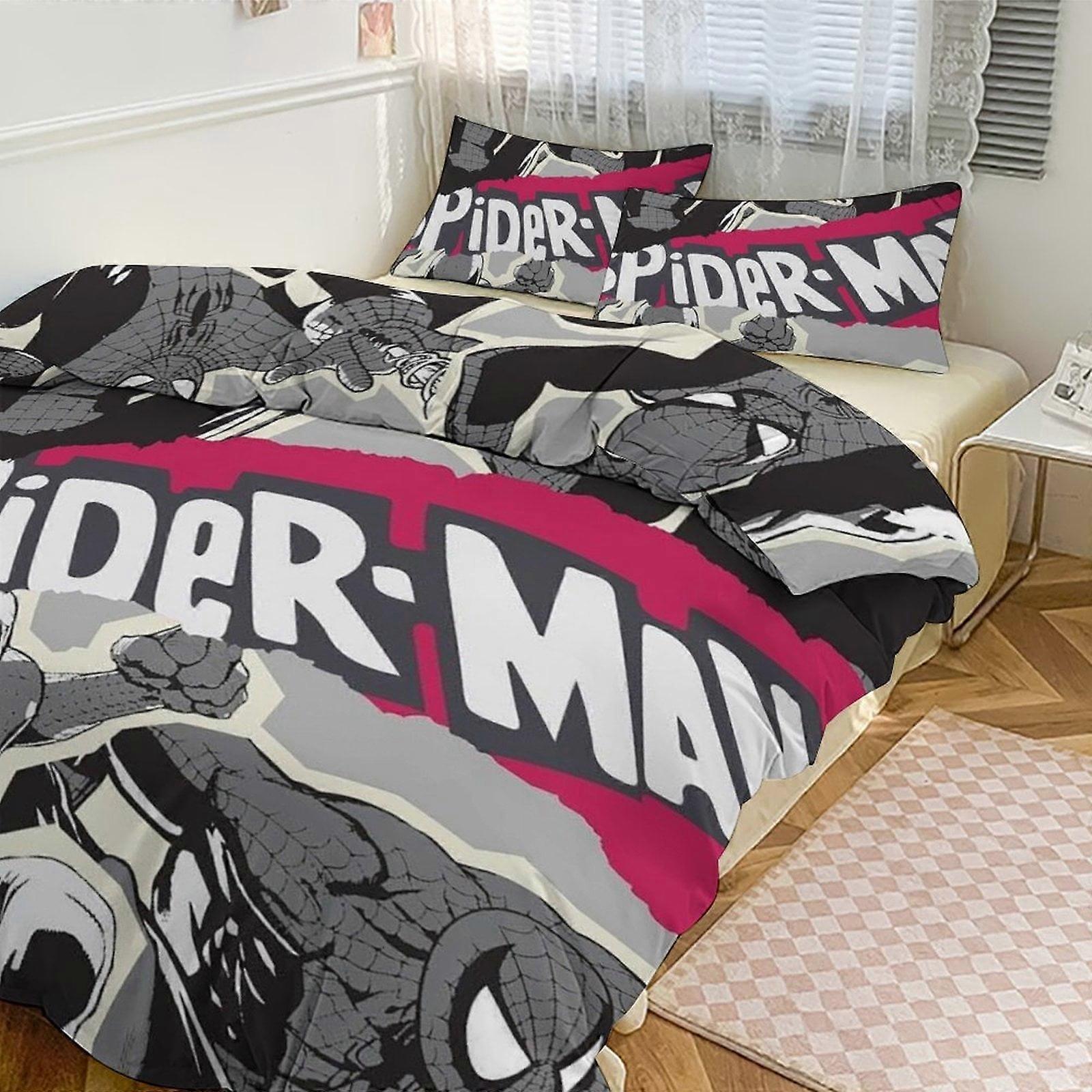 Kt9 Spiderman sengesett for barn Menn Kvinner Twin Size 3 stk 1 dynetrekk og 2 putevar-xp Tp9