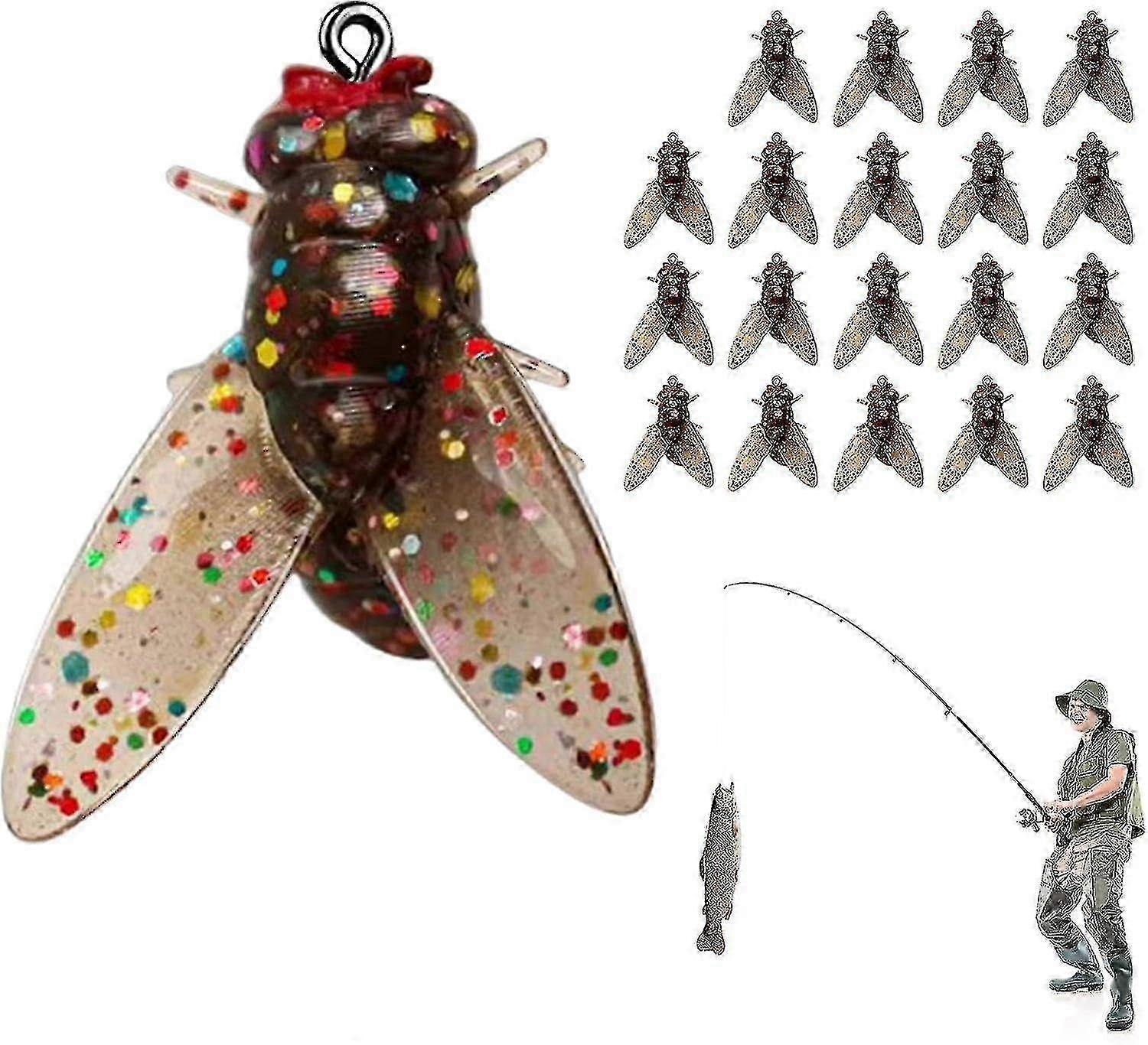 20pcs Bionic Fliegenfischen Köder 2024 Neuer Biomimetic Fliegenfischer Köder, Salzwasser Süßwasser Fliegen Spinner Schwimmköder Fliegenfischen Haken Panfish Lures Set