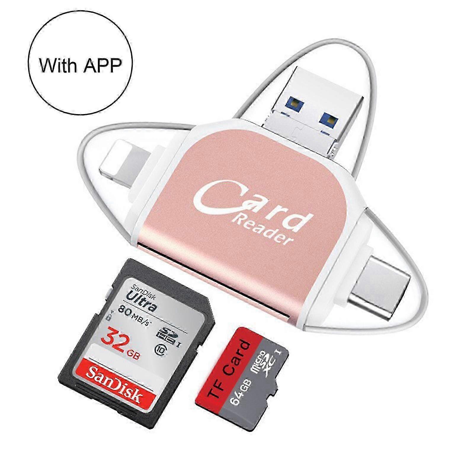 Multi-Port 4 în 1 Universal SD TF Card Reader, USB C SD TF Memory Card Reader, USB C Hub Multiport Adapter