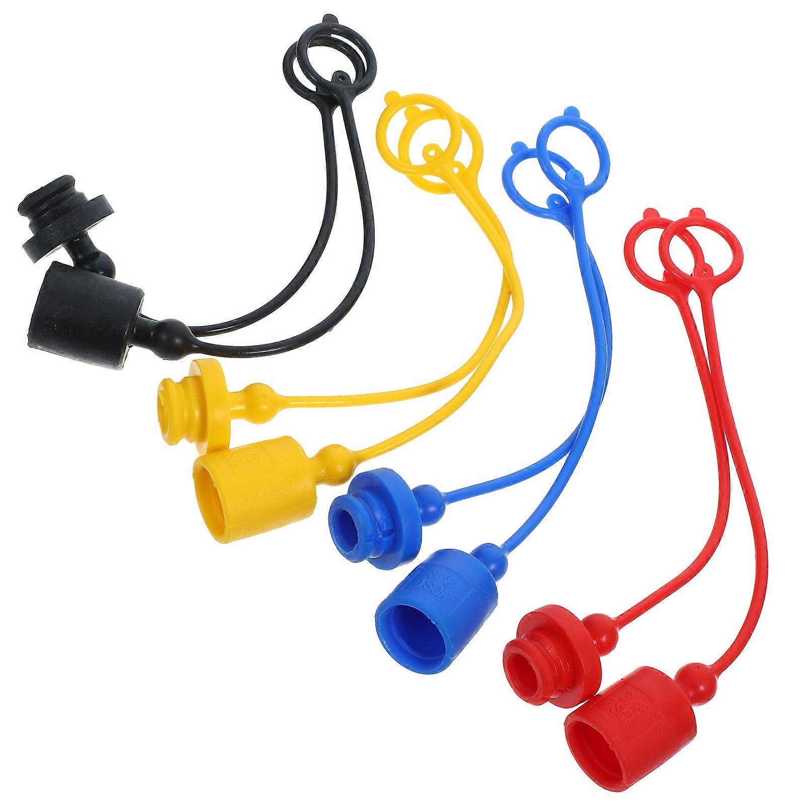 8pcs Hydraulic Coupling Covers Hydraulic Quick Connector Coupler Dust Caps Covers Replacement(3/8'')