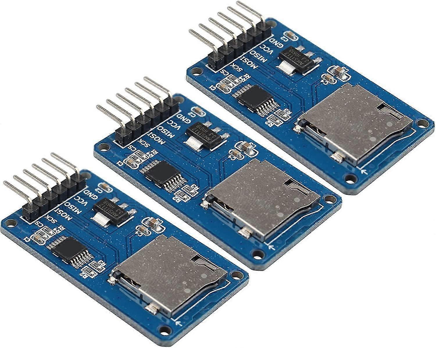 3 stk Spi Reader Micro SD minnekort tf minnekort skjoldmodul Les skrivedata kompatibel med Arduino Raspberry Pi + dgi