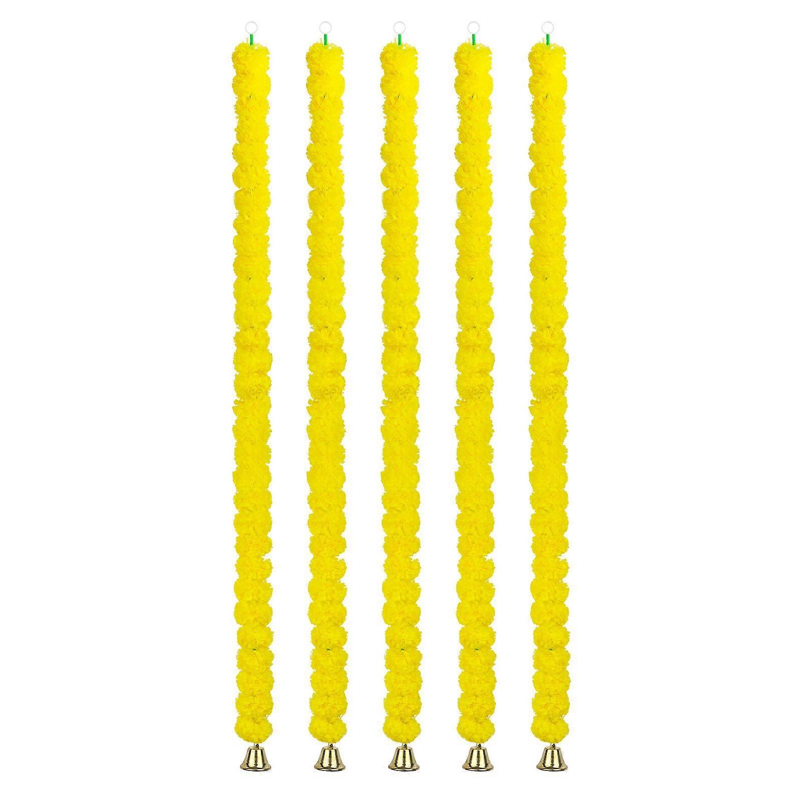 5個マリーゴールドガーランド、ベル付き115cm / 45.28インチガーデンキャビネット暖炉用