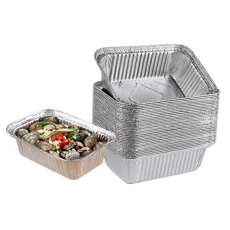 صينية التنقيط من الألومنيوم ، 1000 مل مقلاة هوائية مستطيلة الشكل من رقائق الألومنيوم صندوق التعبئة ، 50 قطعة