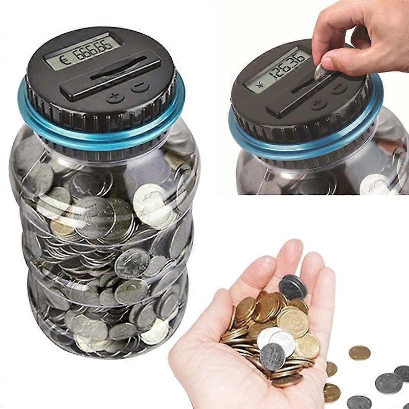 Electronic Counting Piggy Bank 1.8L EURO GBP USD Money Piggy Bank Counter Counting Coin Saving Box