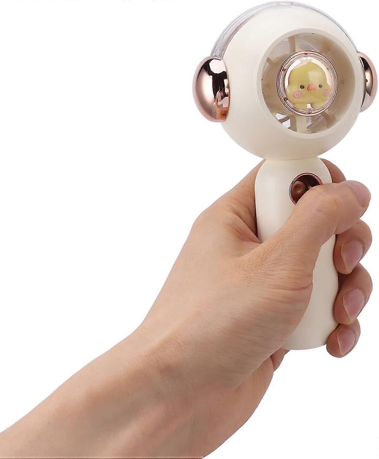 Portable Mist Fan (White) with Atomization Function USB Rechargeable 500mAh Small Handheld Mist Fan