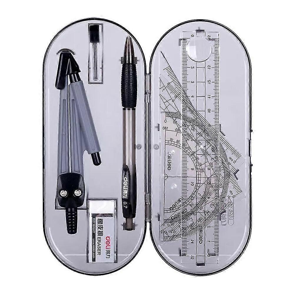 1 Set Staitionery Kit Compasses Straight Ruler Triangle Ruler Eraser Set Drawing Tools Set For Students