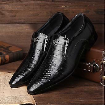 Men's Slip On Formal Flat Business Oxfords Leather Shoes Pointed Toe Dress Shoes