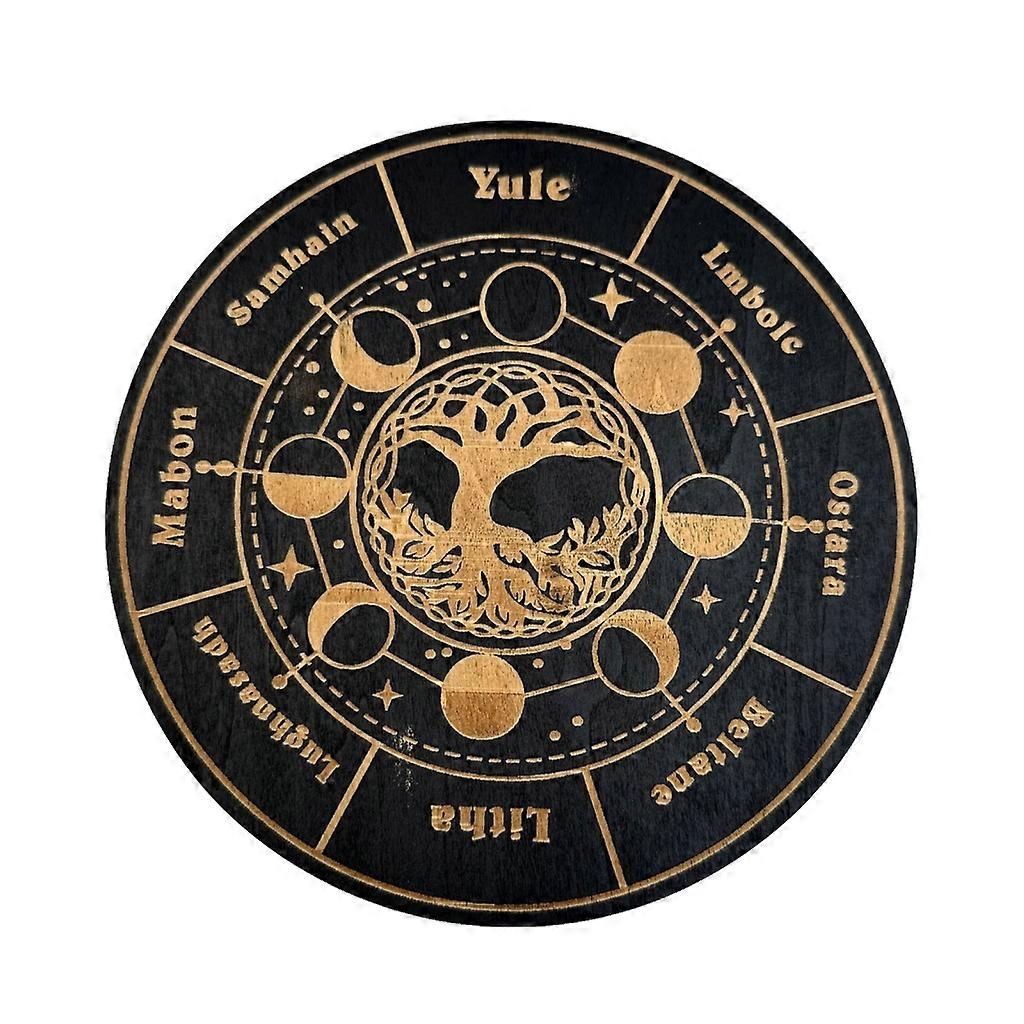 Wood Divination Pendulum Board Array Moon Energy Carvens Plate Crystal Display