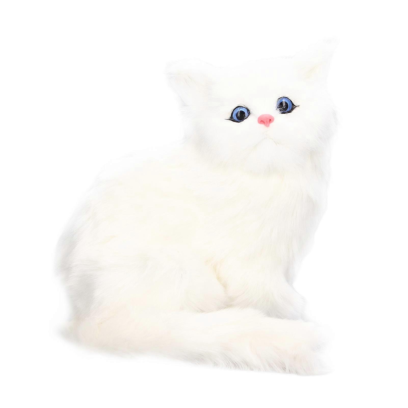 White Cute Plush Fake Cat Toy Simulation with 84mAh Battery - Attractive Decorative Gift