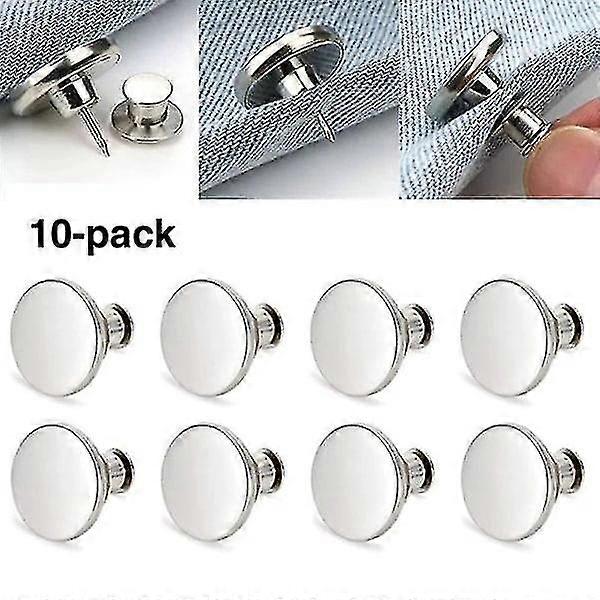 Sew-free Trouser Buttons - Adjust Size - White Silver