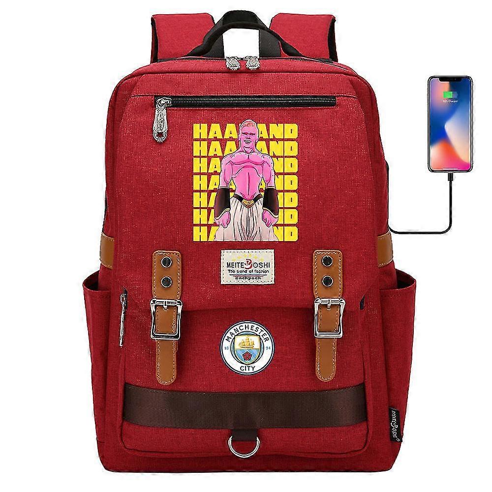 Haaland Printed Usb Wear-Resisting High-Capacity Schoolbag Youth School Backpack
