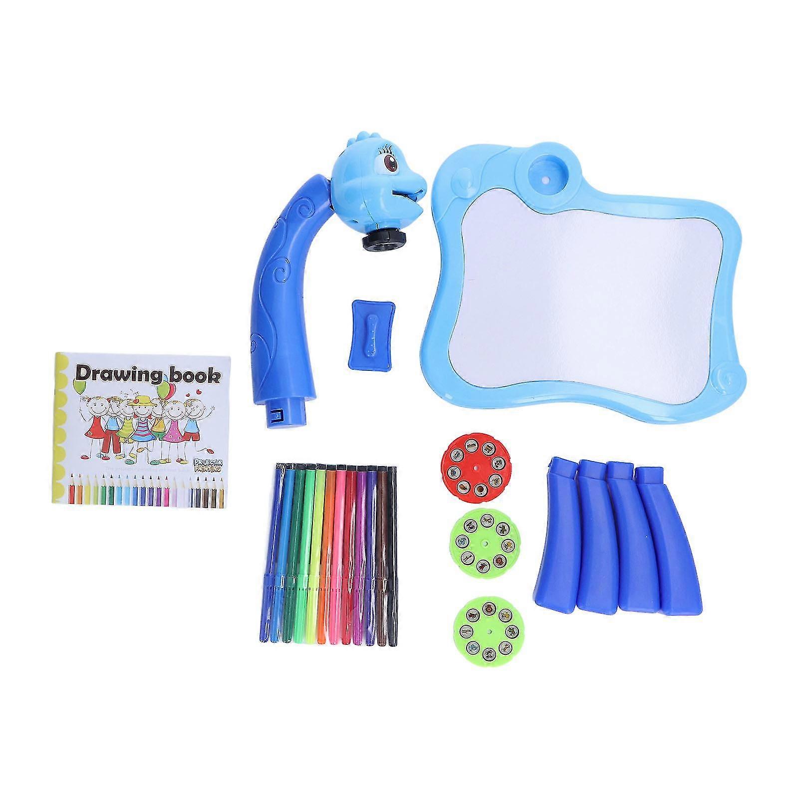 Small Blue Projector Drawing Desk for Ages 3 and Above - Durable Kid Painting Table
