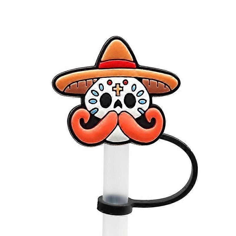 Soft Silicone Straw Topper,Horror Ghost Skull Halloween Straw Cover Cap for Stanley Cup,7-8mm Dust-Proof Reusable Straw Tips Lids