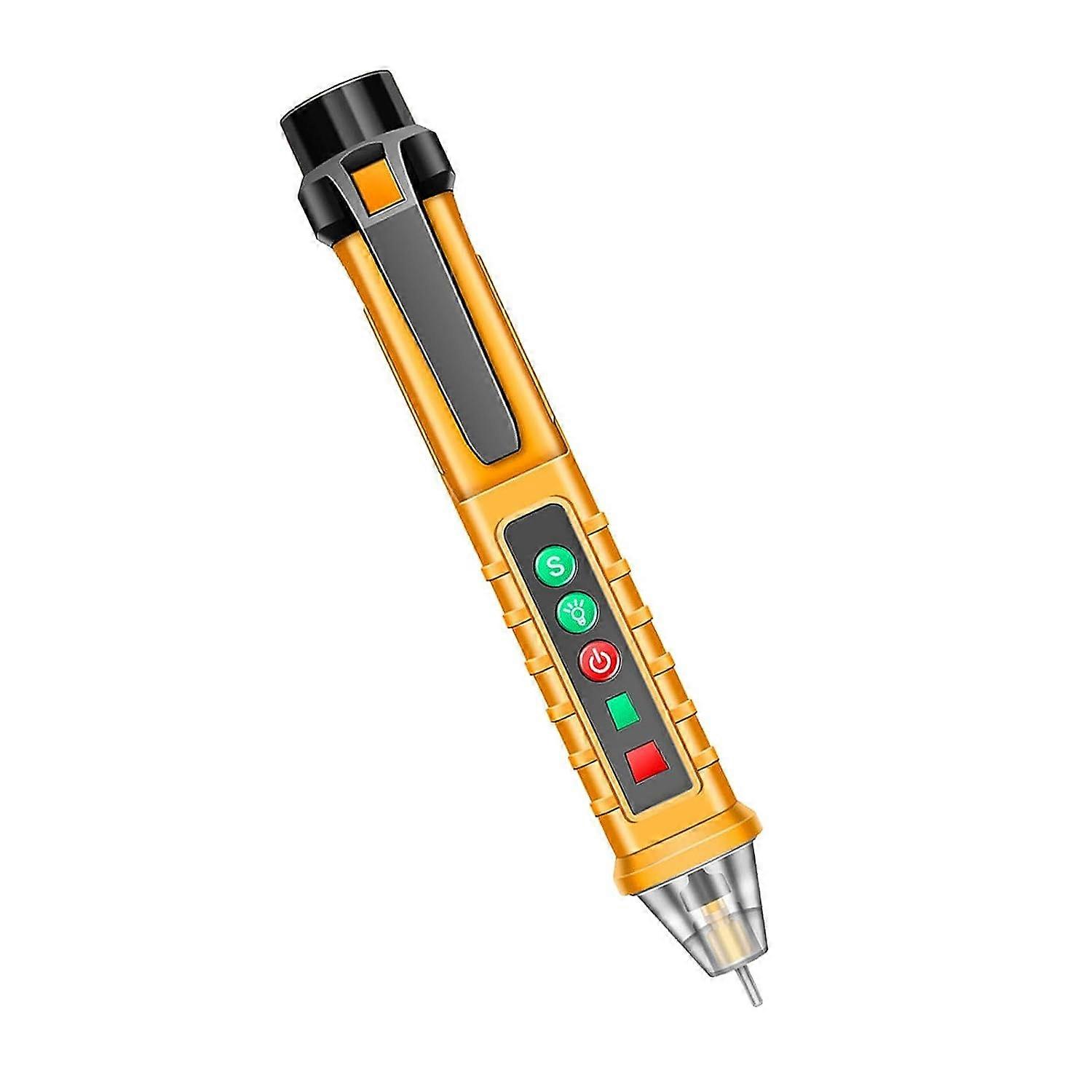 Pen probe non-contact voltage tester pen self-test function wear-resistant electrician multifunctional voltage pen, YELLOW