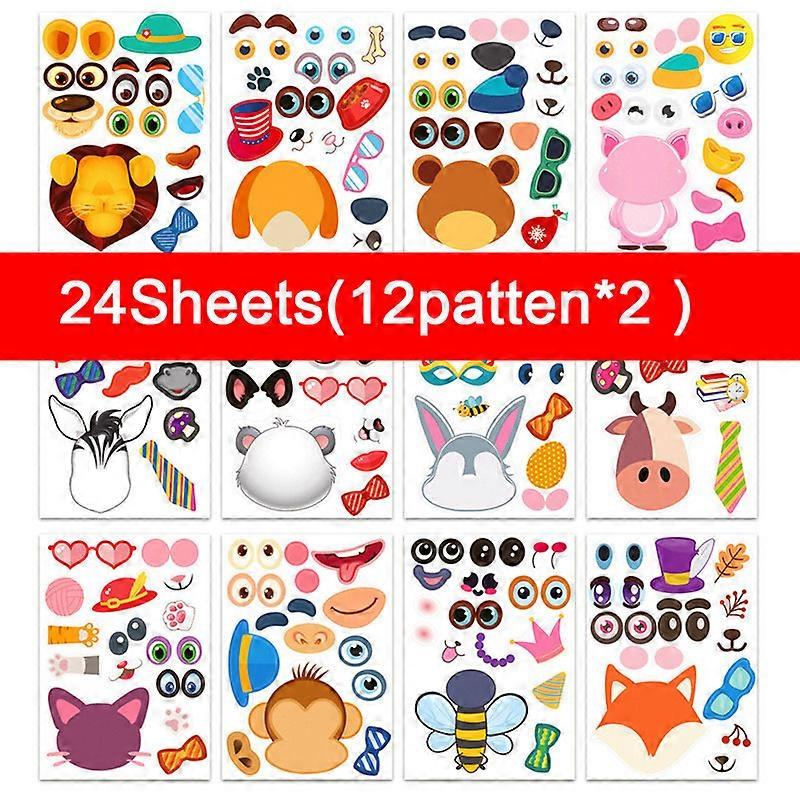 Redkid Creative Kids DIY Stickers Funny Make An Animal Face Assemble Jigsaw Children Puzzle Sticker