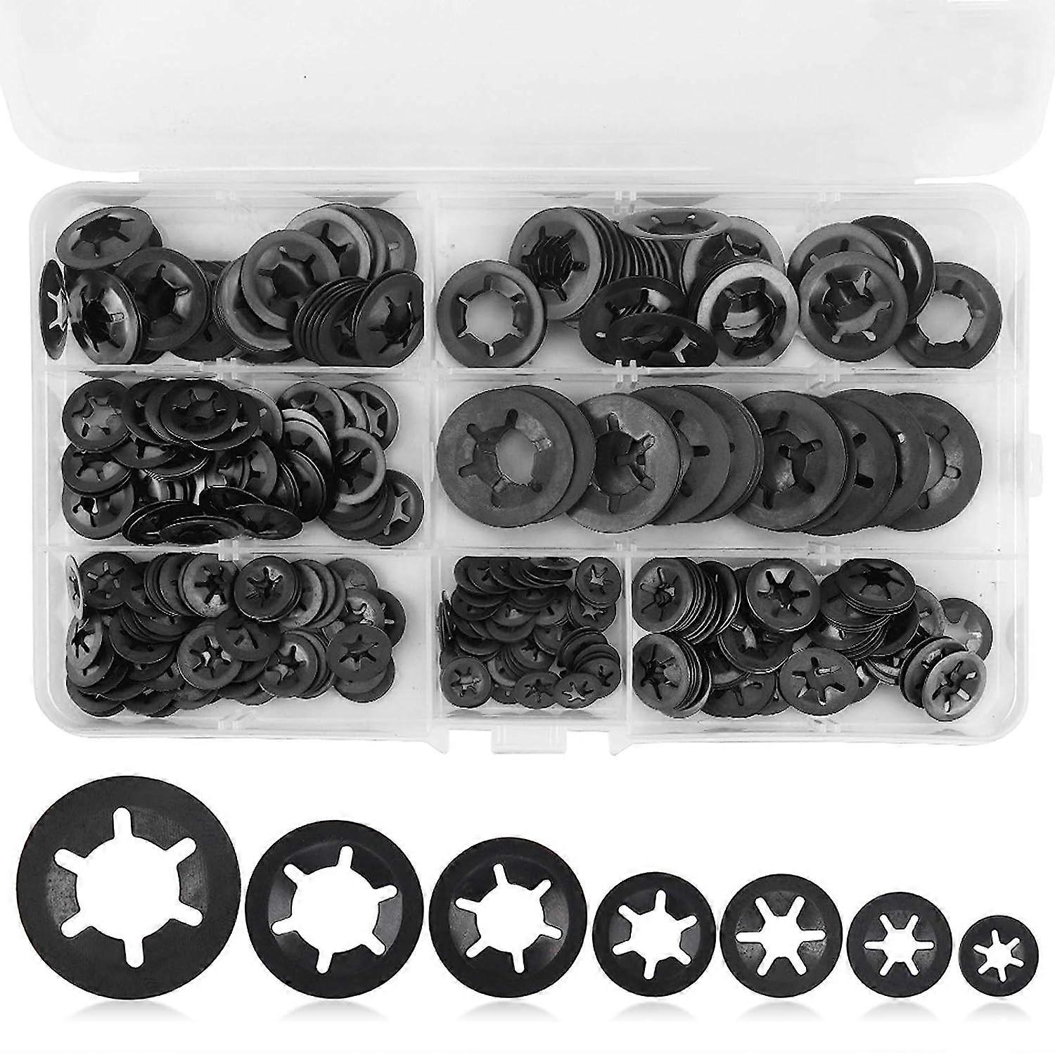 340Pcs 7 Sizes Internal Tooth Washers, Speed Lock Washers, Speed Clip