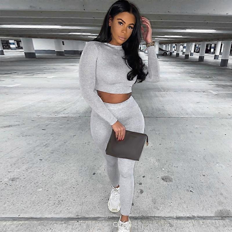 Leggings Outfits With Grey Crop Top Still Holding You Legging Set
