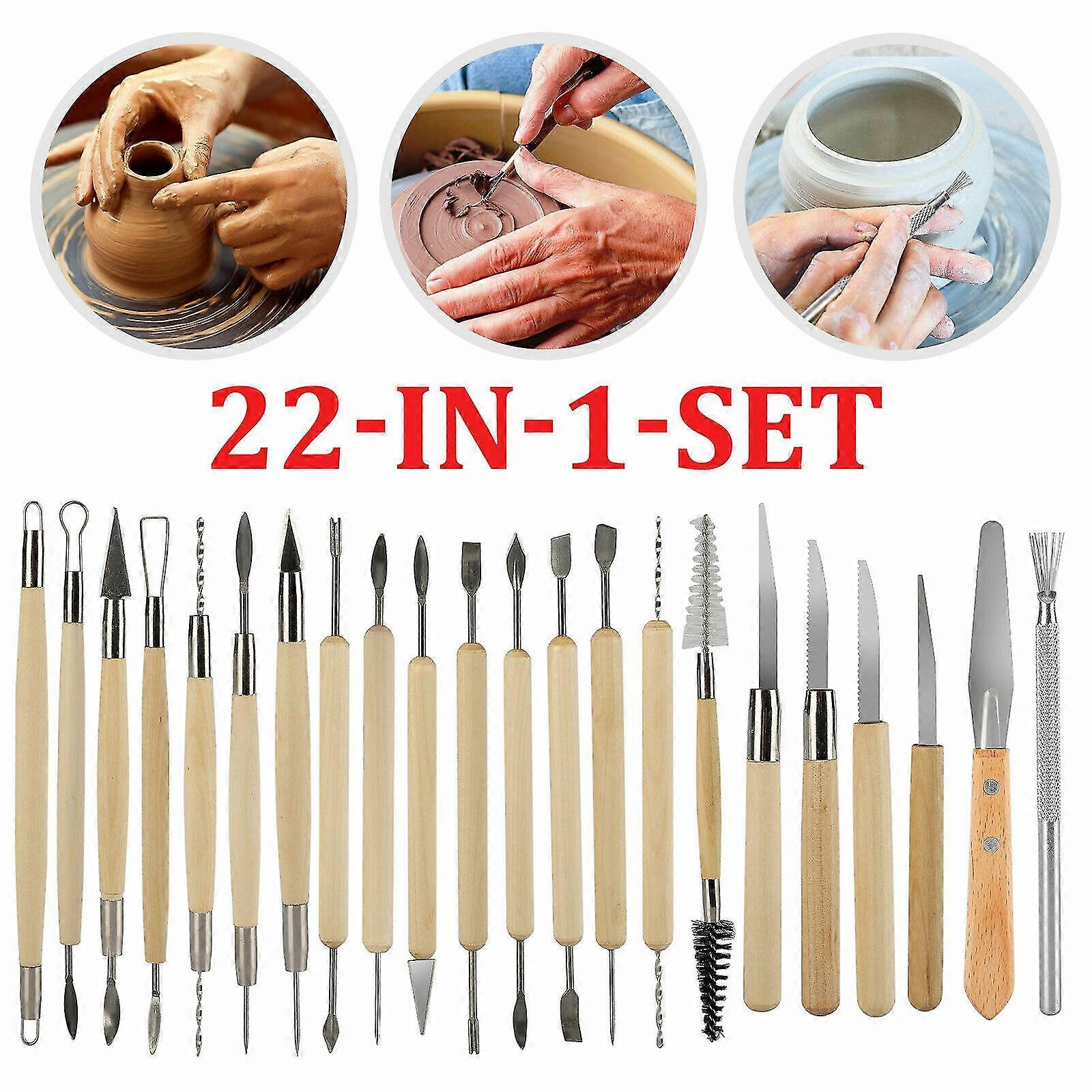 22in1 Clay Sculpting Set Pottery Carving Tools Polymer Modeling Ceramics Art Kit