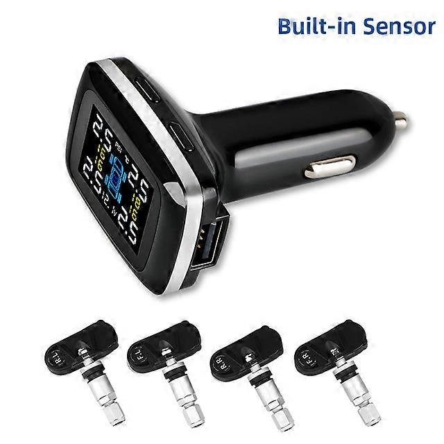 JMCQ Car TPMS Tire Pressure Alarm Monitoring System Cigarette lighter USB Auto Security Tyre Temperature Warning Pressure Gauge