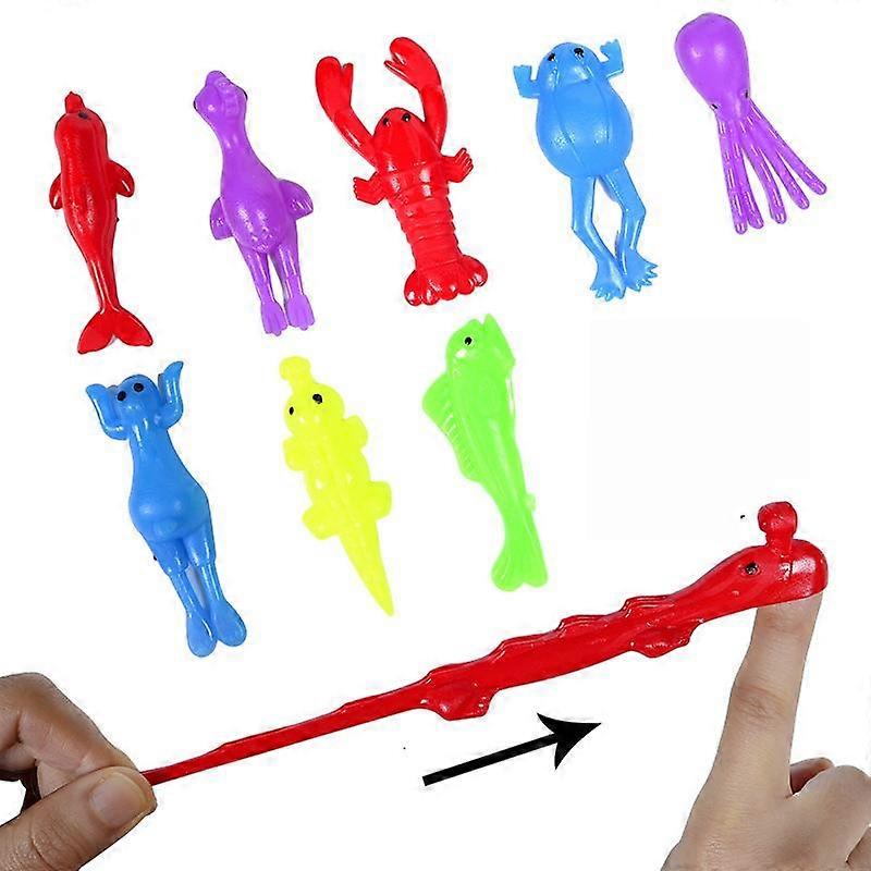 8pcs TPR Soft Marine Launcher Elastic Vent Toy Finger Flipping Anti Stress Trick Toy