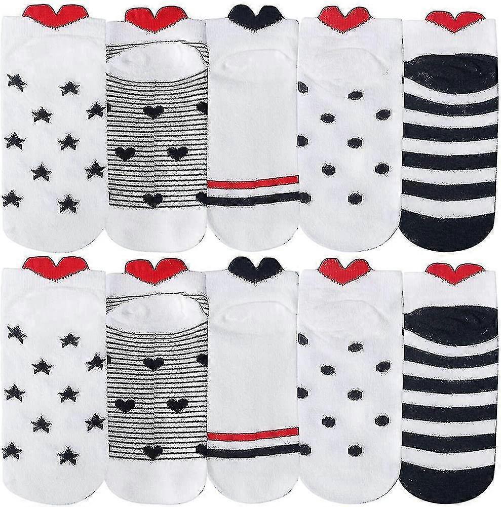 Damstrumpor 10 par mönster mångfärgade