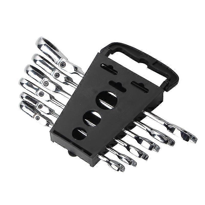 Set Of 5 Folding Ratchet Wrenches, Metric System, Silver