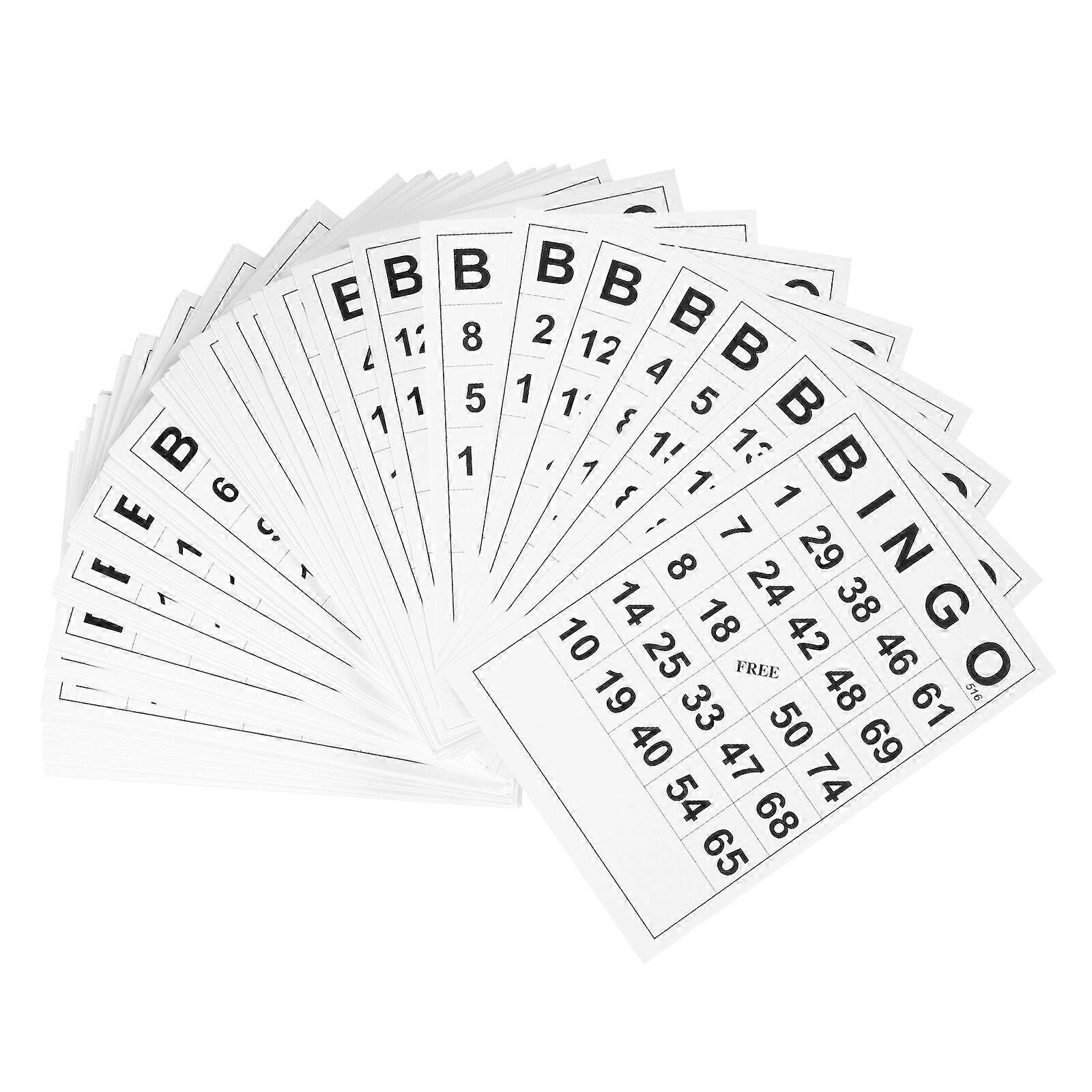 TOYANDONA 60Pcs Bingo Game Cards with Unique Numbers Family Bingo Game Accessories for Fun Intellectual Development (White)