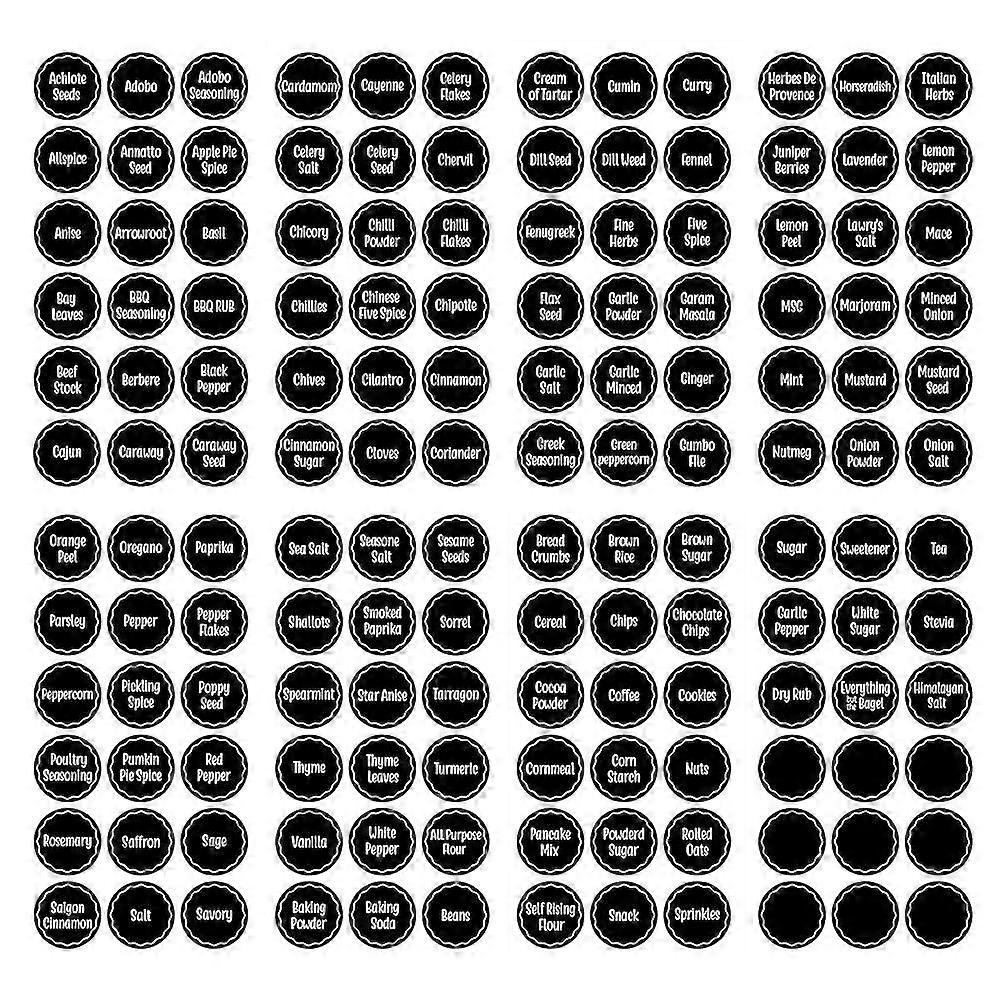 144pcs Practical Ingredients Spices Labels Stickers Spice Names Labels (Black)