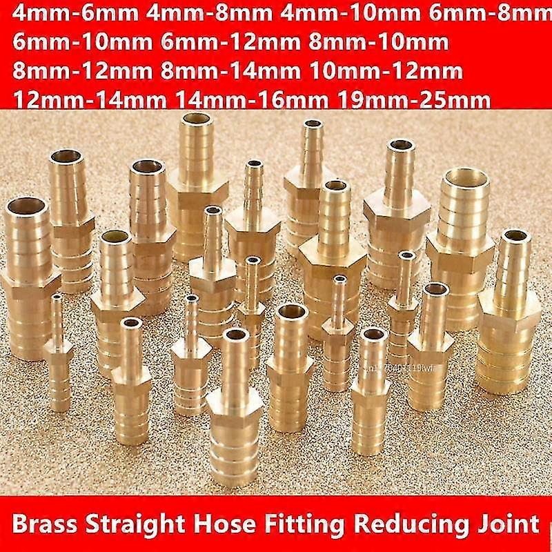 Brass Straight Hose Pipe Fitting Barb Reducing Water Pipe Joint 4 5 6 8 10 12 14 16 19mm Gas Copper Coupler Connector Adapter Tw