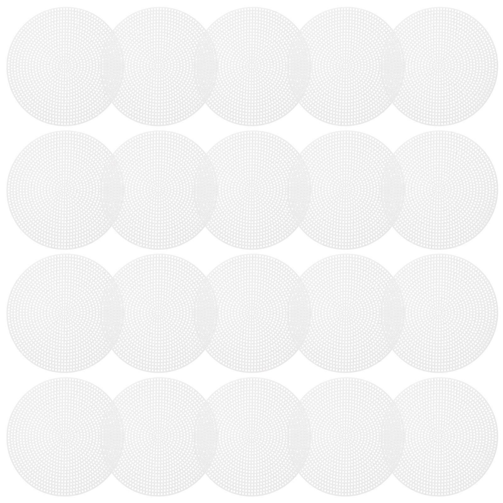 20PCS DIY Round Cross Stitch Plastic Grid Plate 3D Embroidery Mesh Sheet DIY Bag Bottom Liner Board Manual DIY Mesh Piece for DIY Use White Size 14.7c
