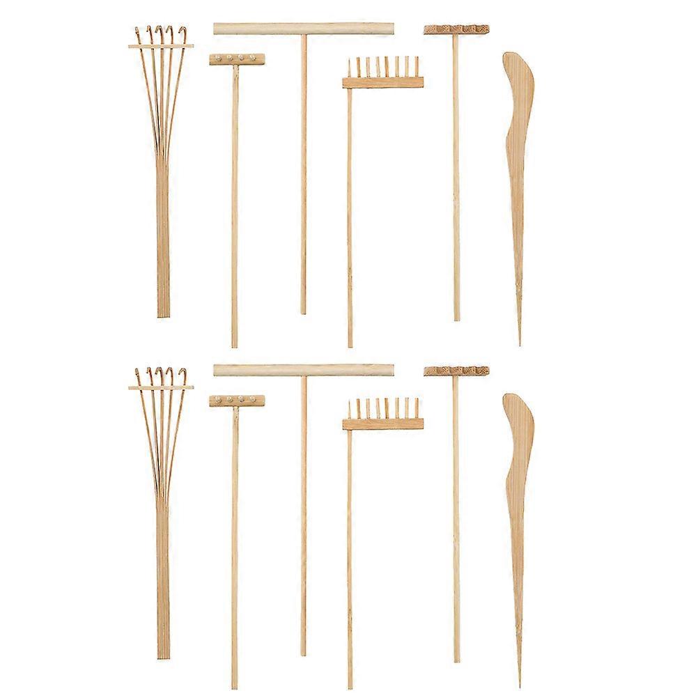 2セット/ 12pcsそわそわスラッグおもちゃサンドボックスレーキティーアートガーデンサンドボックスツール禅ガーデンレーキプロフェッショナル熊手