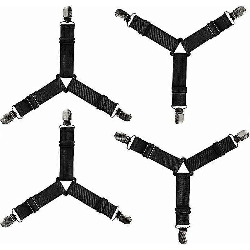 Bed Sheet Fasteners, Sheet House Tensioner, 4 Pieces Triangular Adjustable Elastic Bed Sheet Fastener Strap Clip for Bed Sheet, Mattress Cover, Sofa C
