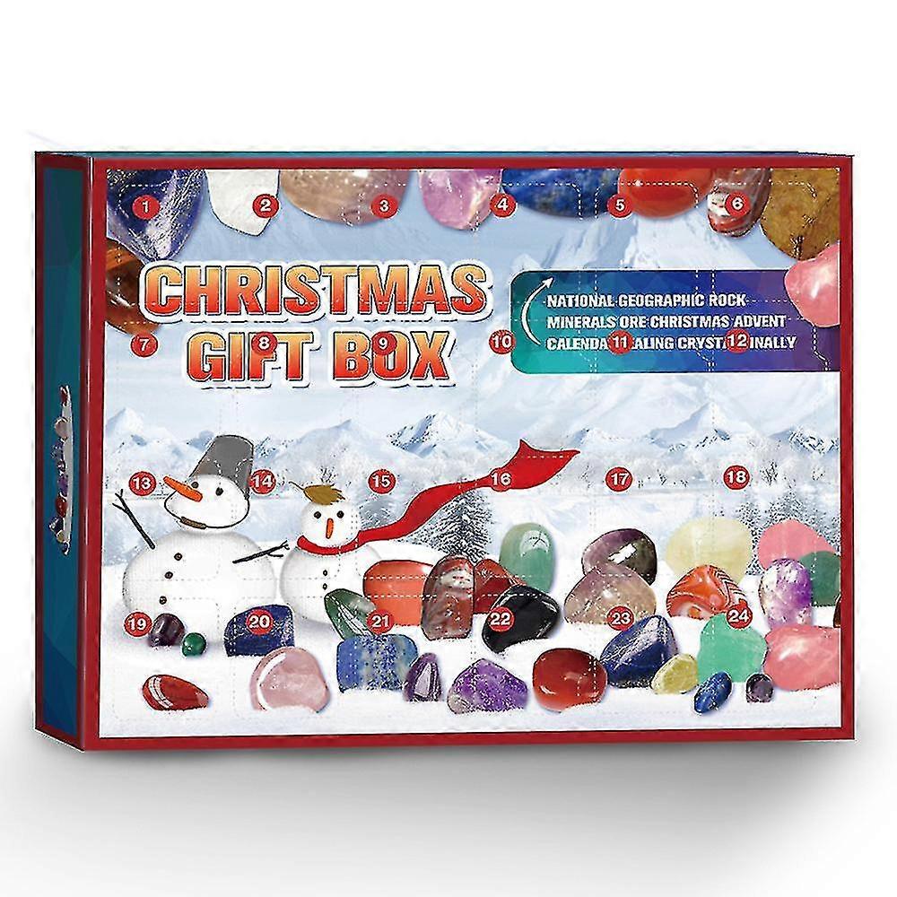 Christmas 24days Countdown Advent Calendars Healing Crystal Stone Blind Box Xmas Gift