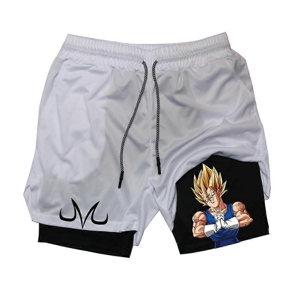 2 in 1 Performance Compression Short with Towel Loop Pockets Mens Athletic Shorts Quick Dry Stretch Workout Training Running