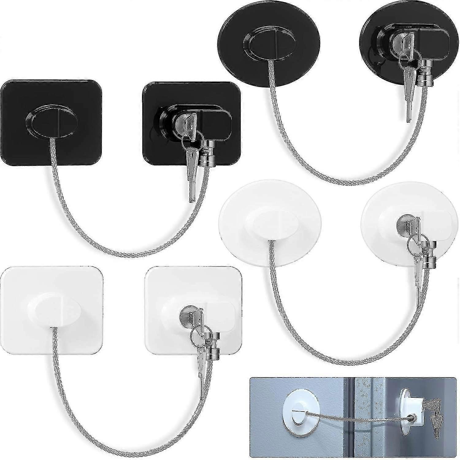 4 Pieces Fridge Lock Refrigerator Lock With 8 Key, Freezer Lock Child