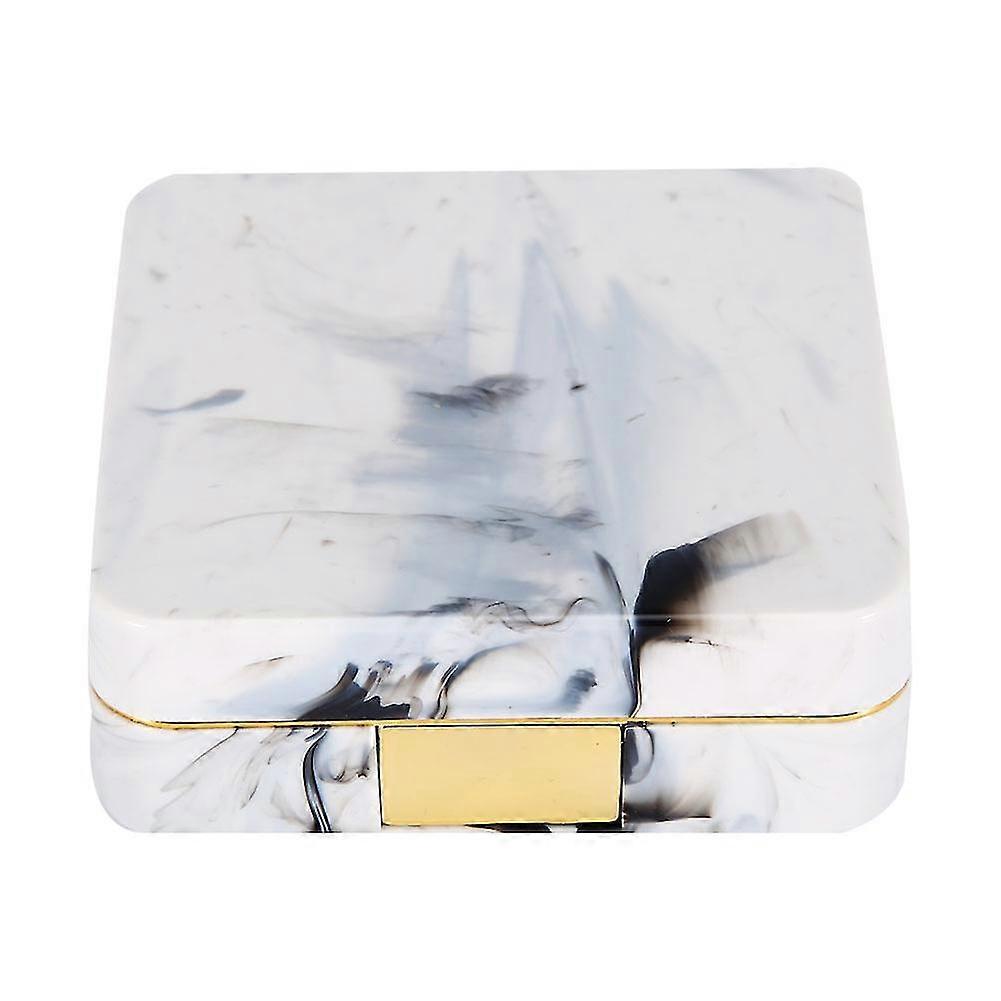 Golden Portable Marble Surface Mirror Square Soaking Contact Lens Case
