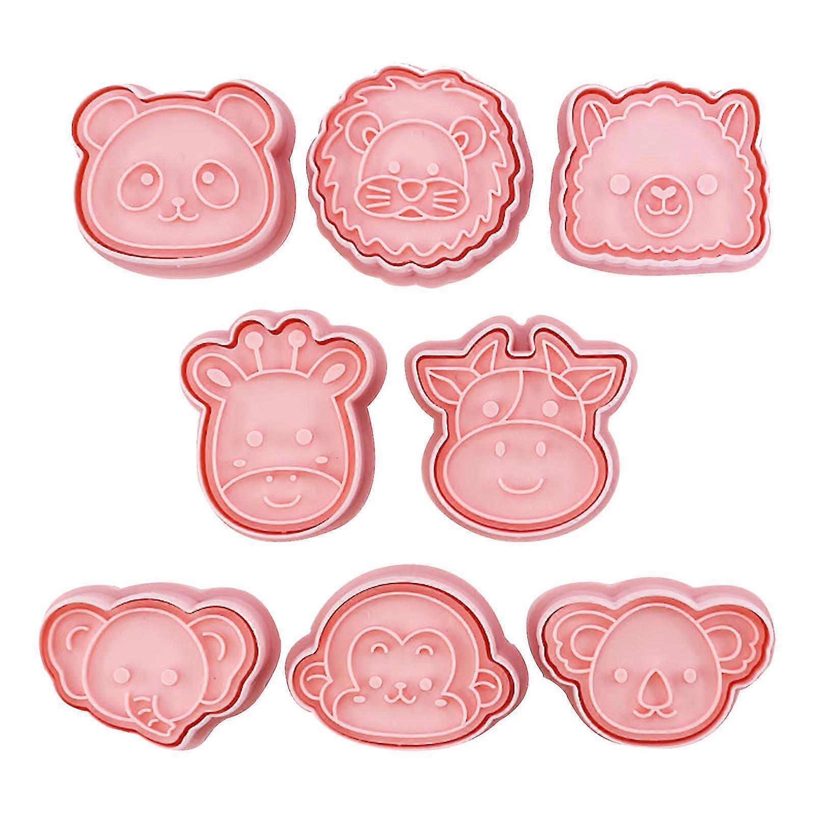 8 stuks Lion Panda Shape Cookie Cutters en Stamper Cartoon Bakeware Tools