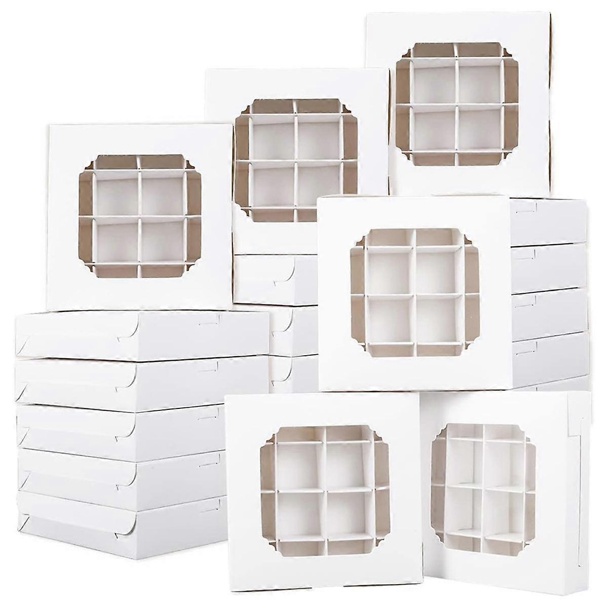 16 Grid Dessert Box with Window Western Pastry Box Grid Baking Box for Chocolate Dessert Platter 20