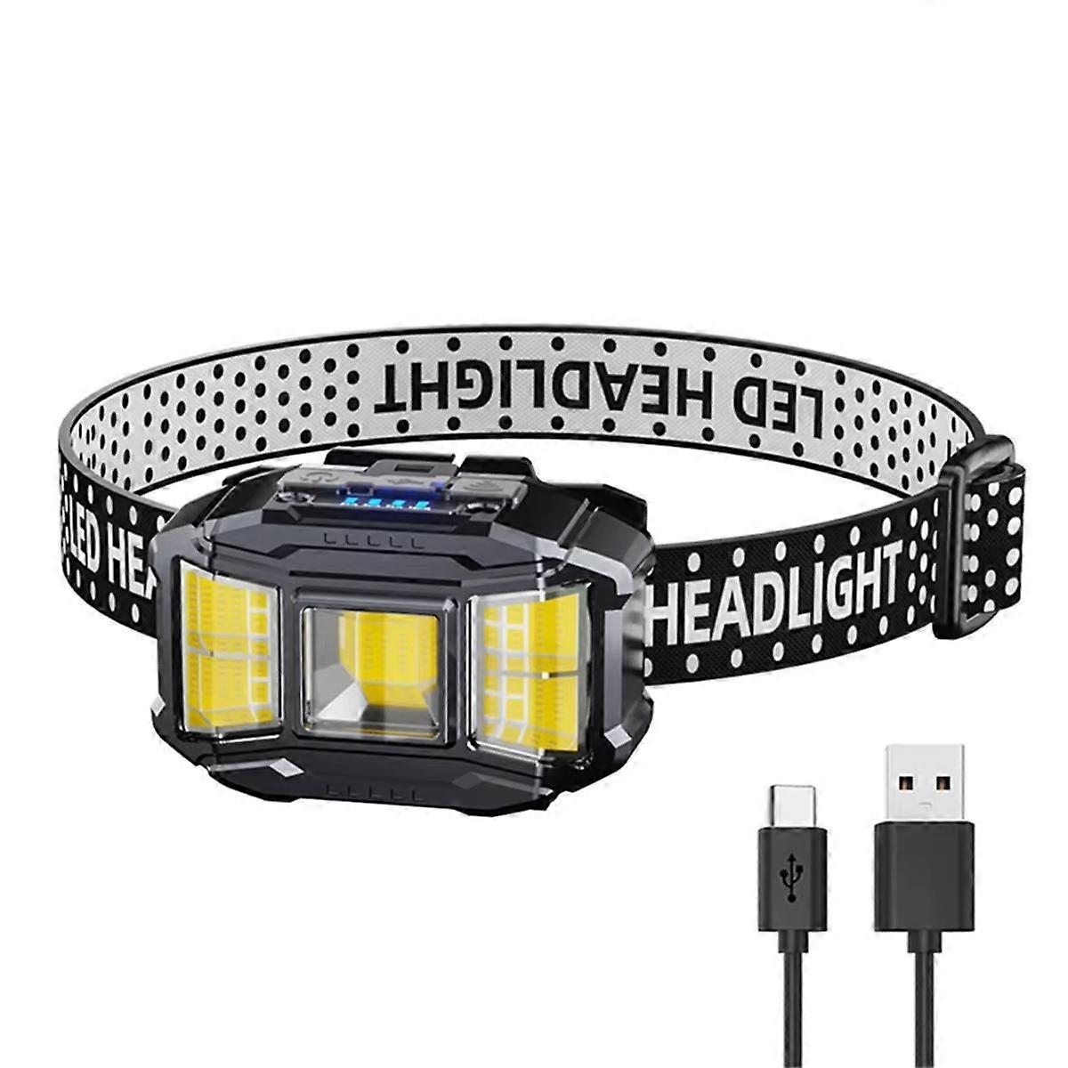 COB LED Strong Light Headlight Motion Sensor Induction Headlamp USB Charging Powerful Headlight Tor