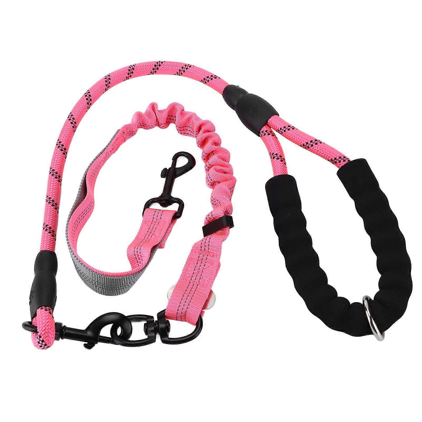Dog Walking Leash Multifunctional Elastic Cushioning Explosion Proof Pet Supplies Running LeashPink
