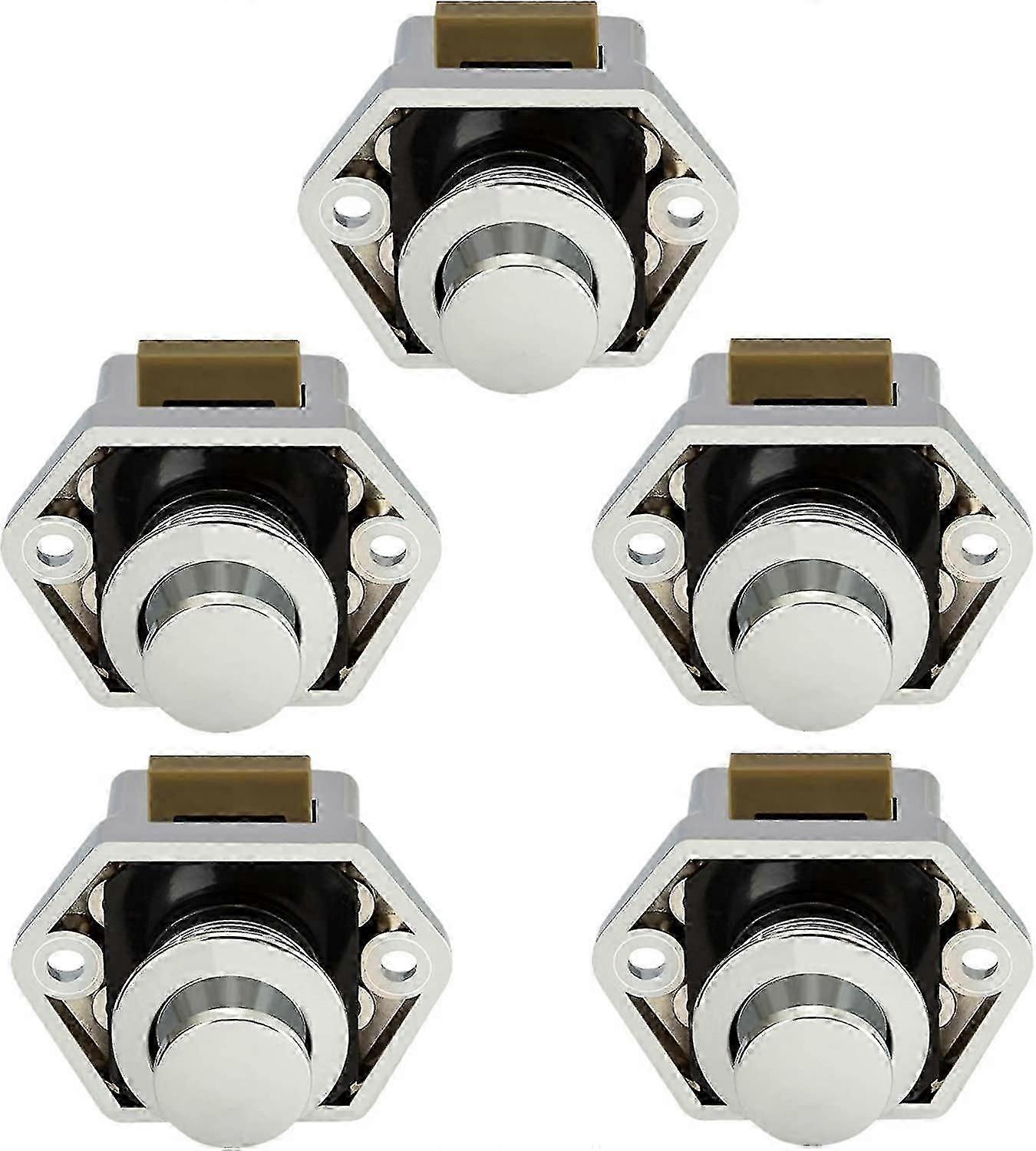 Push Button Campervan - Latch Lock Knob Closure Door Cupboard For Rv Motor Caravan 5 Pieces(chrome)