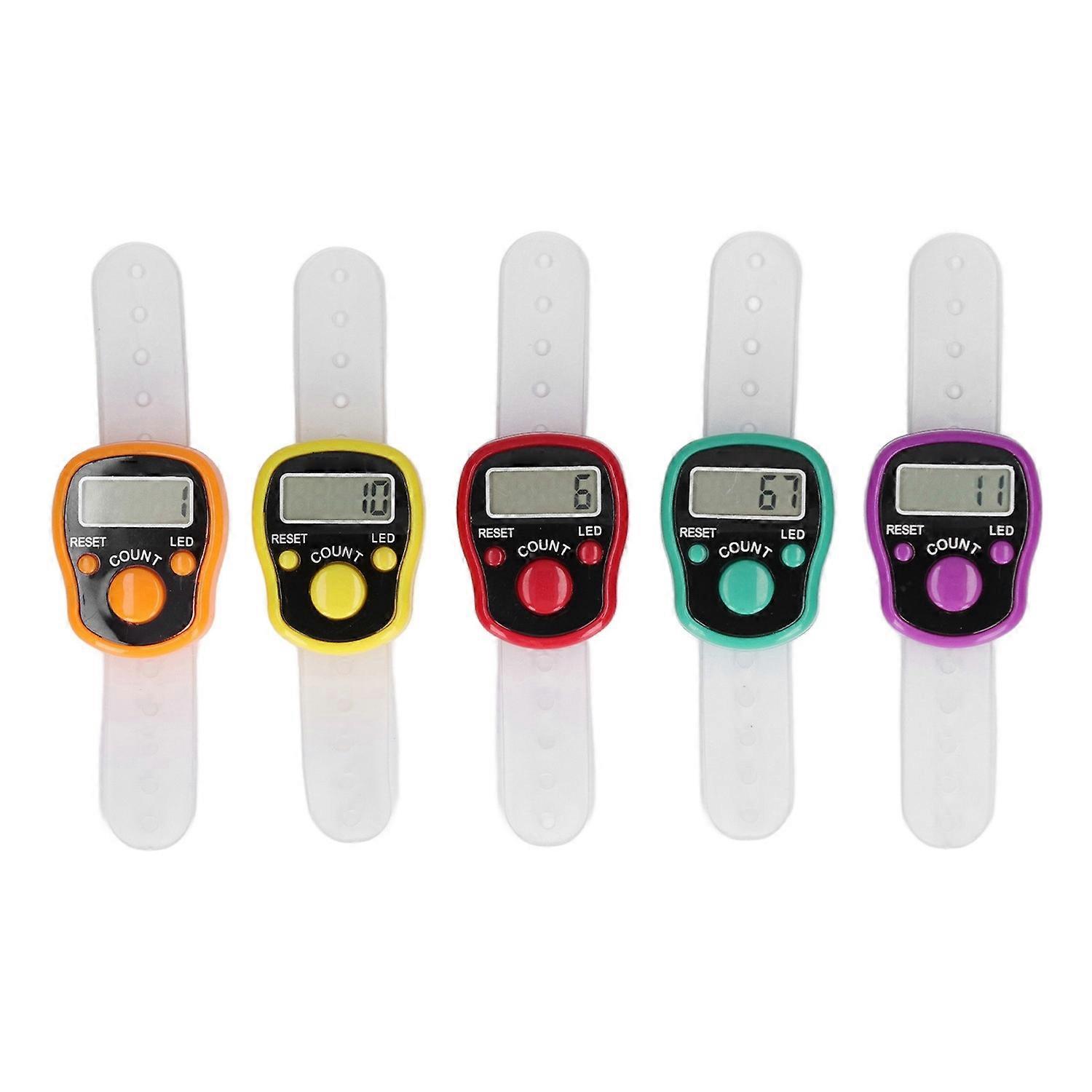 5 Pcs Electronic Finger Counter Portable Lightweight Adjustable Ring Finger Clicker Counter with Lig