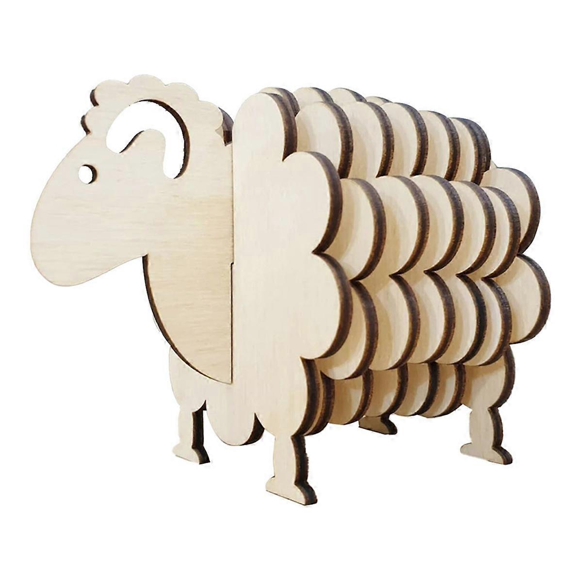 3D Puzzle Shape Sheep,Wooden Coasters for Drinks,Set of Humorous Sheep Coasters,Cute Animal Coasters,Wood Color