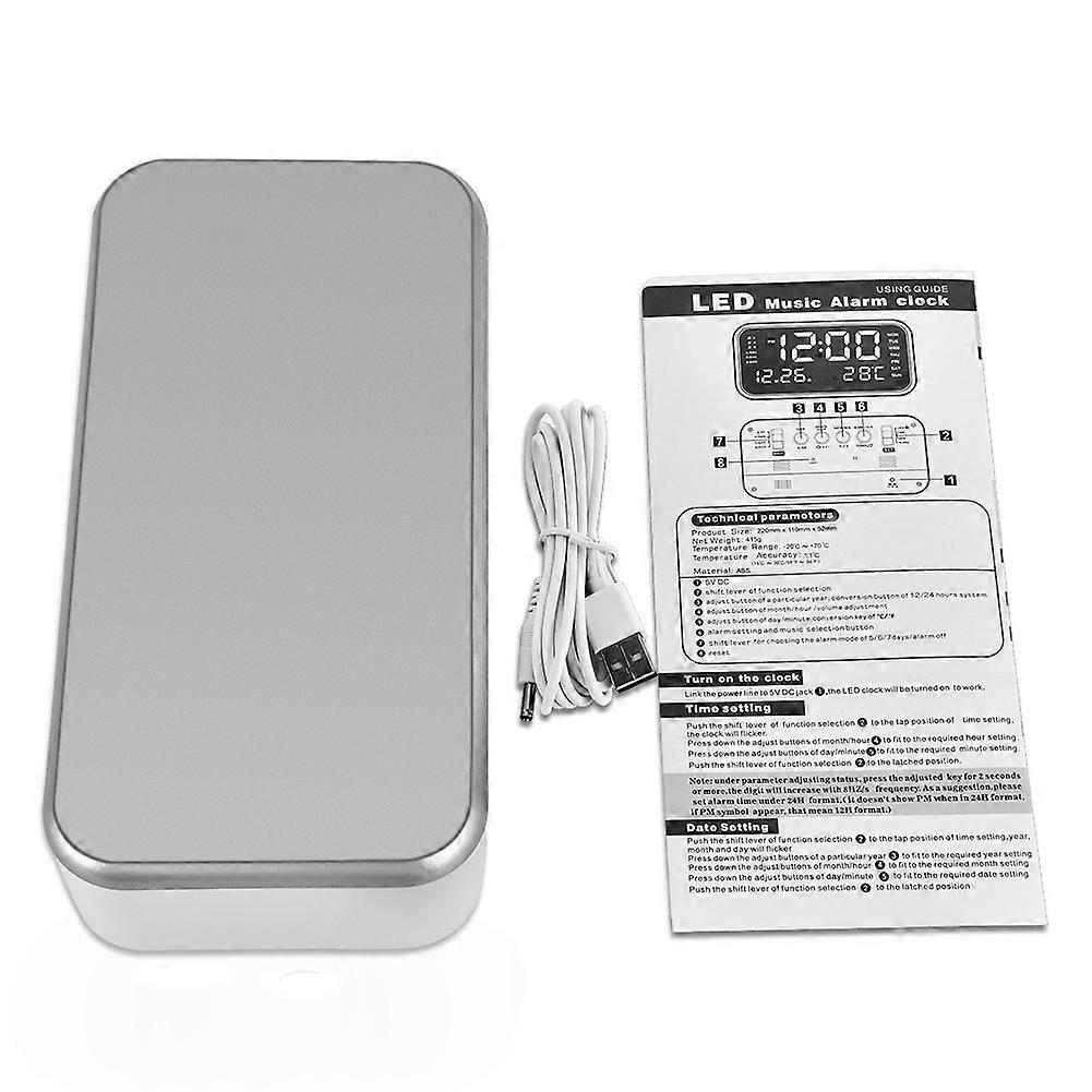 Multi-functional LED Digital Desk Clock Alarm Clock With Time Temperature Music