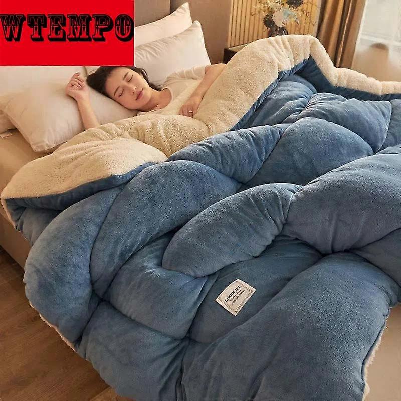 Coral Velvet Quilt with Cotton Wadding Soft Reversible Velvet Thicken Keep Warm Pile Quilt Core Mattress Silk Floss Breathable Autumn and Winter