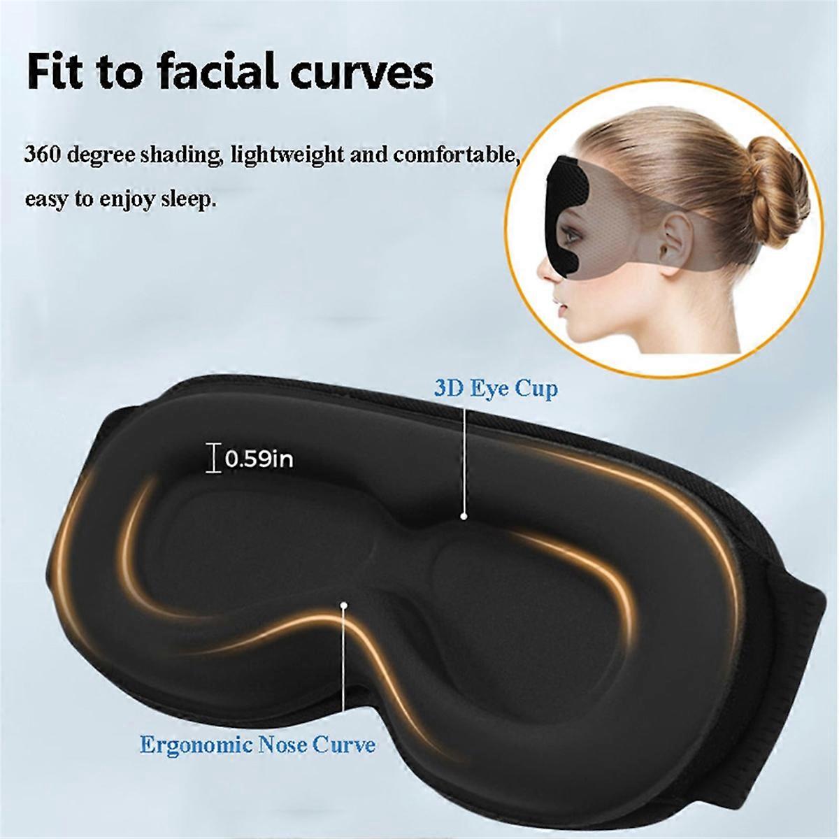 3D Wireless Sleeping Headphones Blindfold Soft Washable Bluetooth5.4 Music Eyemask Handsfree Call Earphones Adjustable