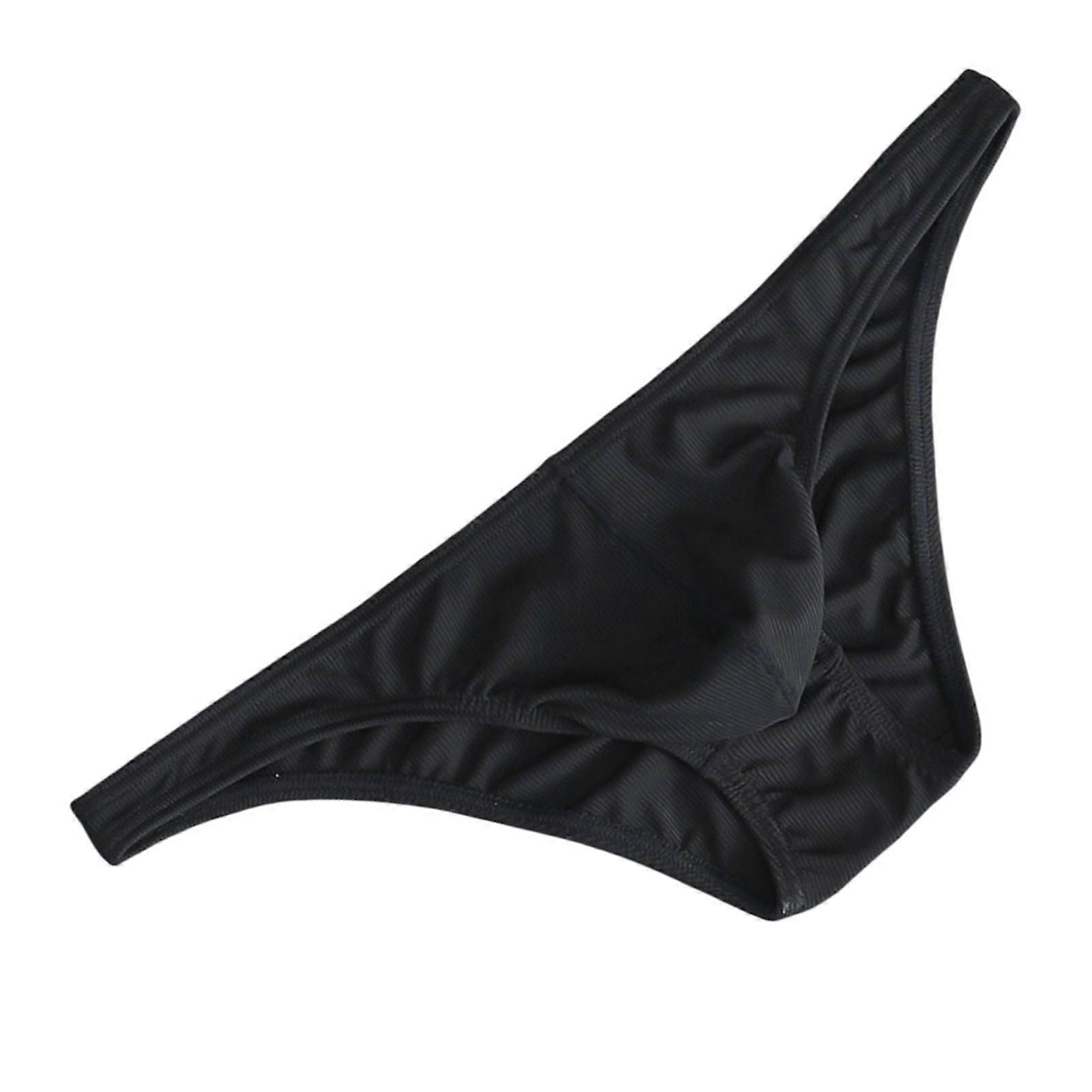 Sous-vêtements en soie glacée pour hommes - Culotte string à rayures fines de couleur unie, à séchage rapide