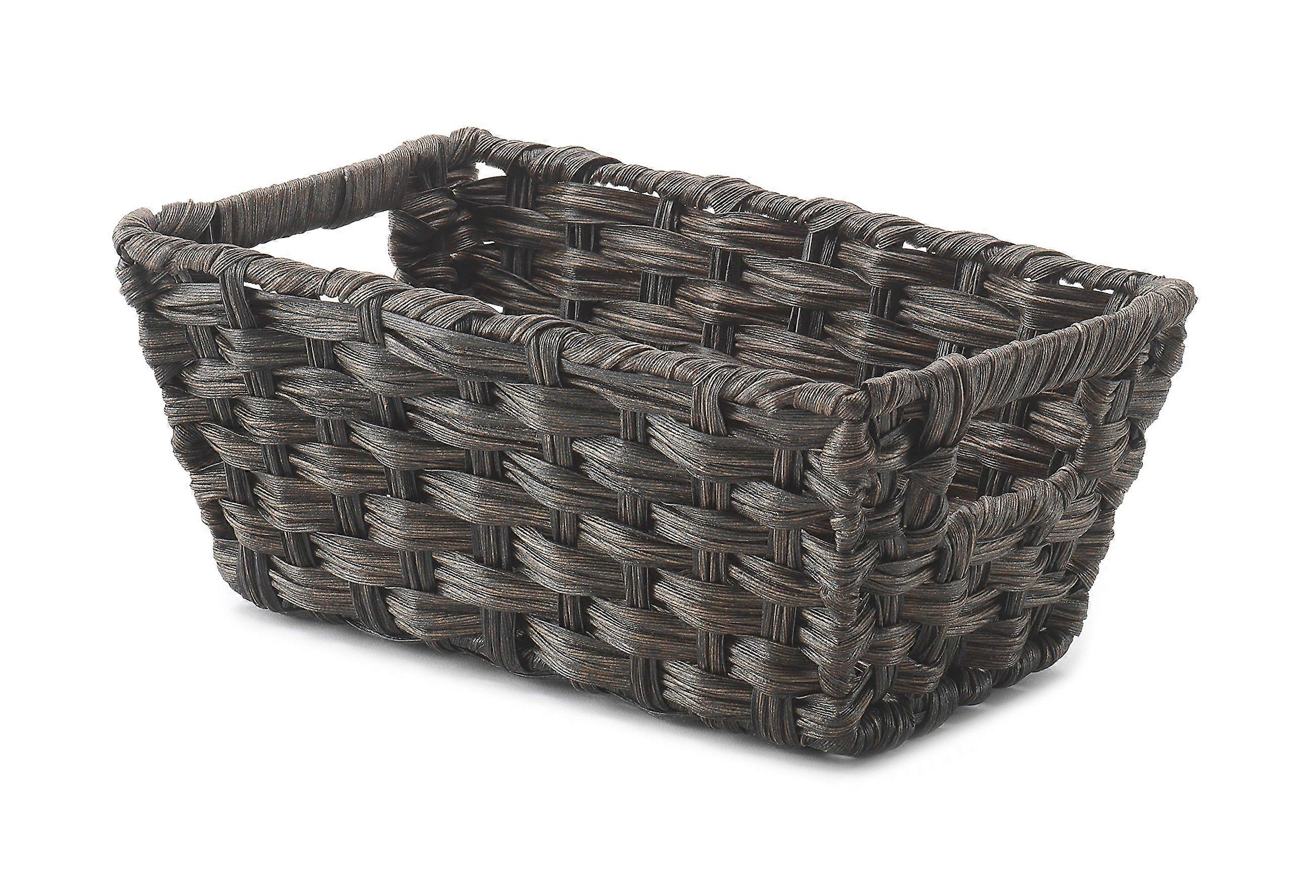 Driftwood Rattan Shelf Tote - Compact Natural Fiber Storage Basket for Home Organization, Stylish and Versatile Decoration