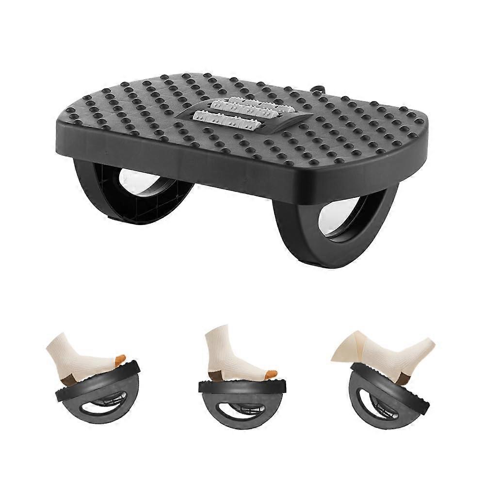Ergonomic Under Desk Footrest with Massage Roller and Handle for Office and Home Pain Relief, Adjustable Height, Black Color